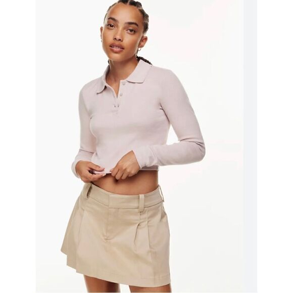 Aritzia Sunday best Hugo pink long sleeve polo - Picture 1 of 3